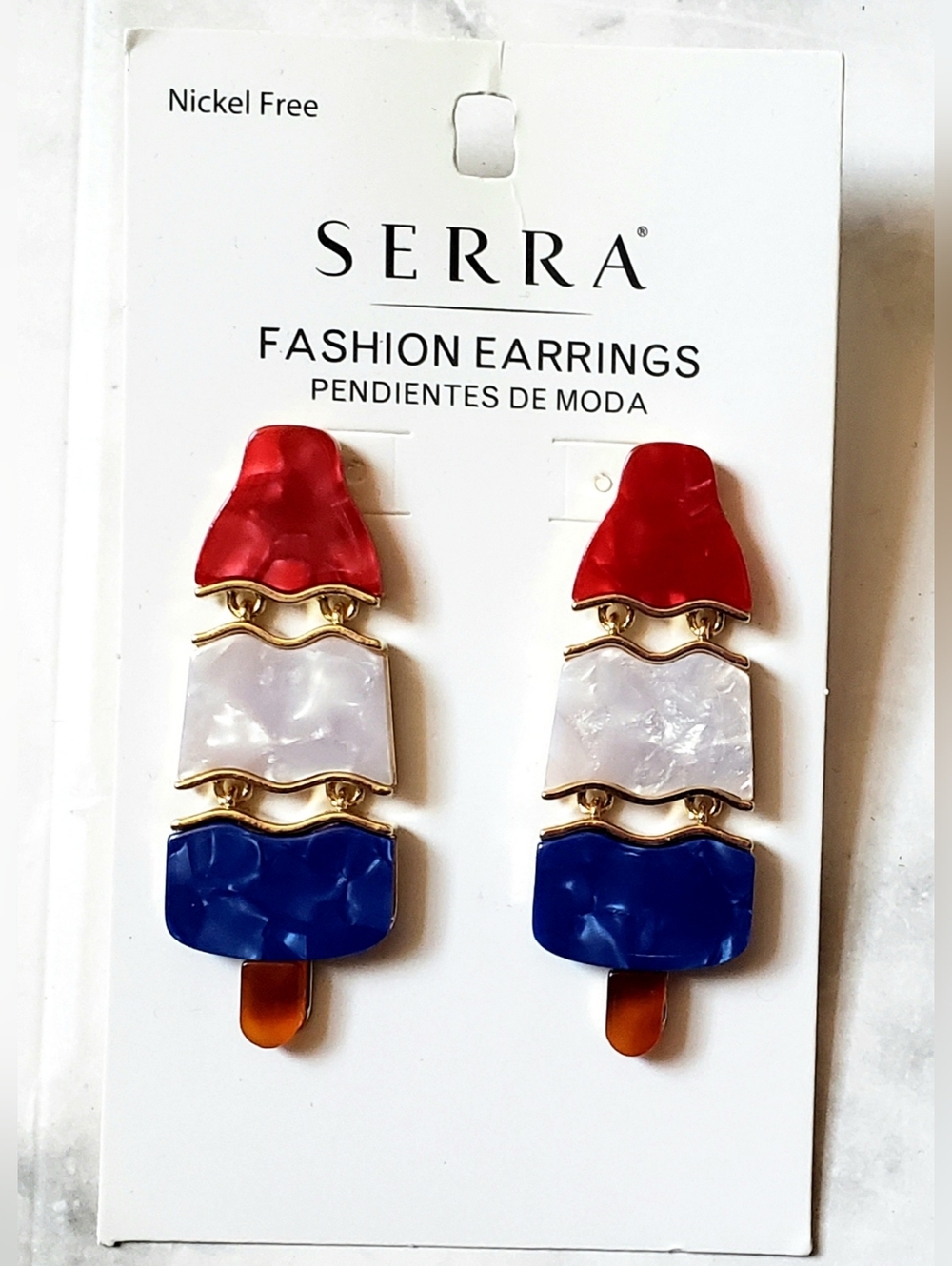 BOMB POP EARRINGS NWT New w Tags Popsicle July 4 Red White Blue Independence Day